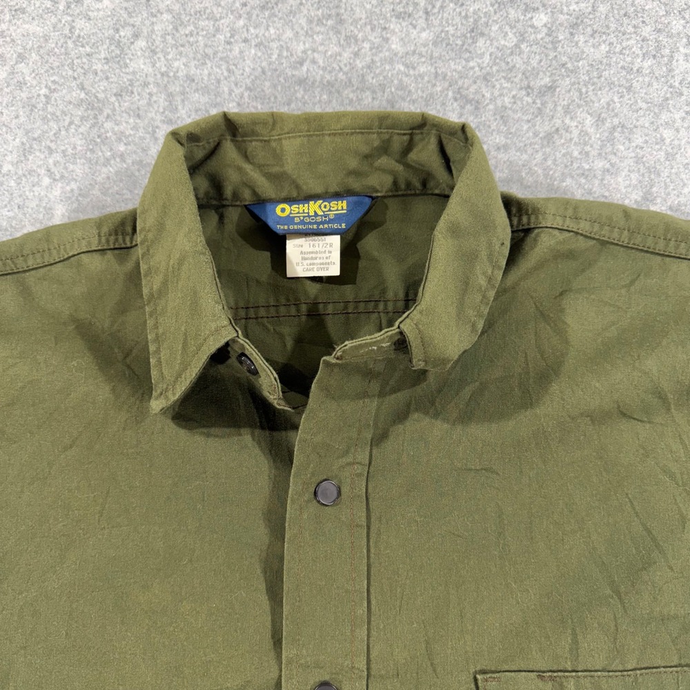 OshKosh Bgosh Mens Olive Green‎ Long Sleeve Button Down Work Shirt Size 16.5 R